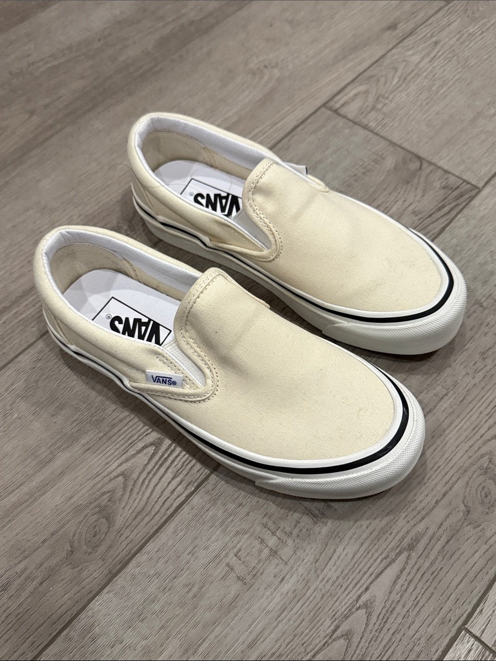 Vans Slip-On Canvas Sneakers in Cream
